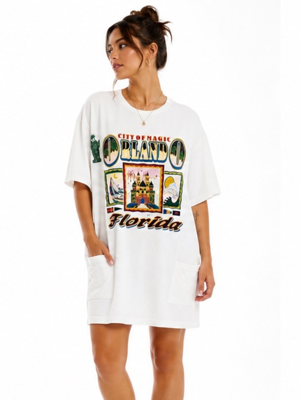 Vintage 90s Orlando Florida City of Magic Graphic Pocket T-Shirt One Size USA